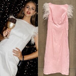 Rachel Gilbert Beckett Feather Midi Dress